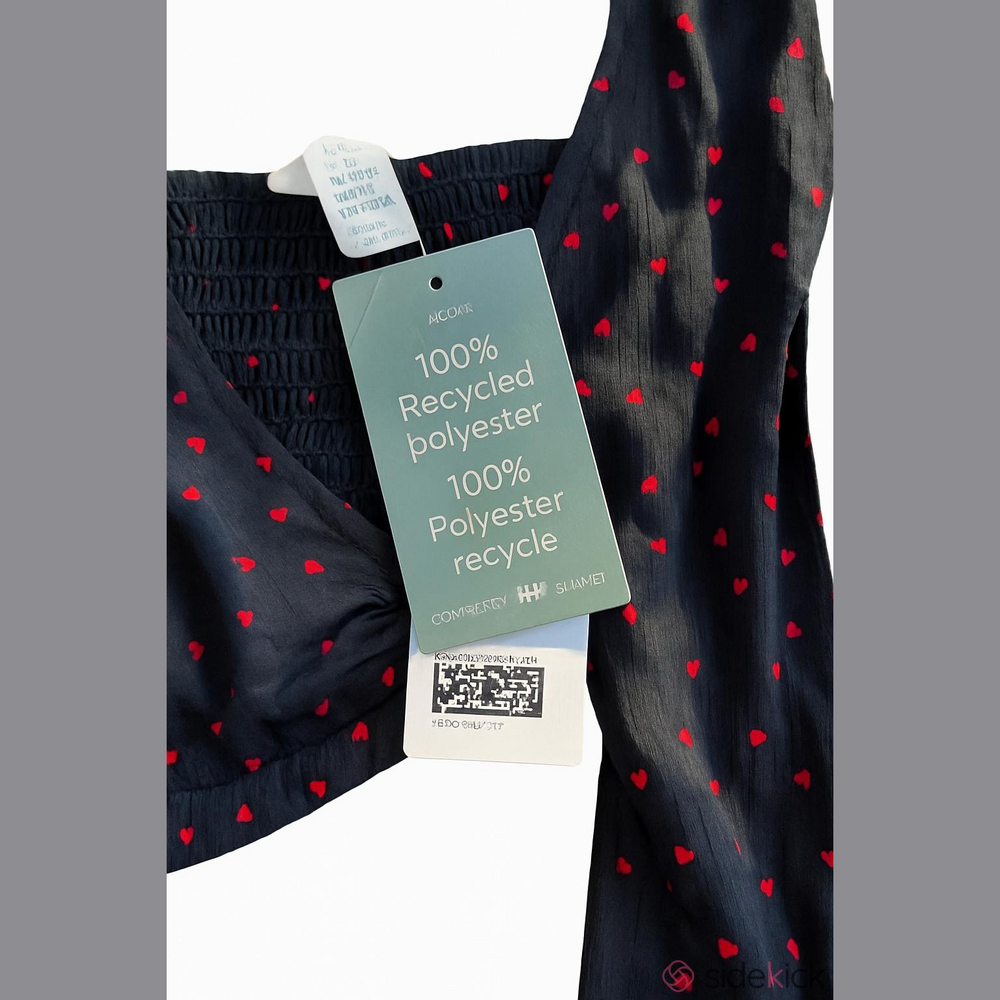 H&M Black Blouse with Subtle Red Dots